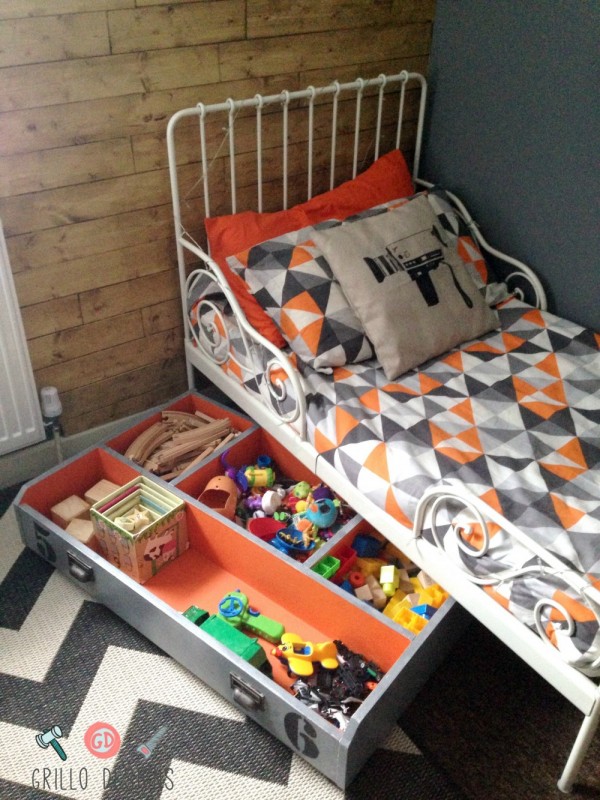 Banish the dust bunnies and use the space under the bed for more toy storage.