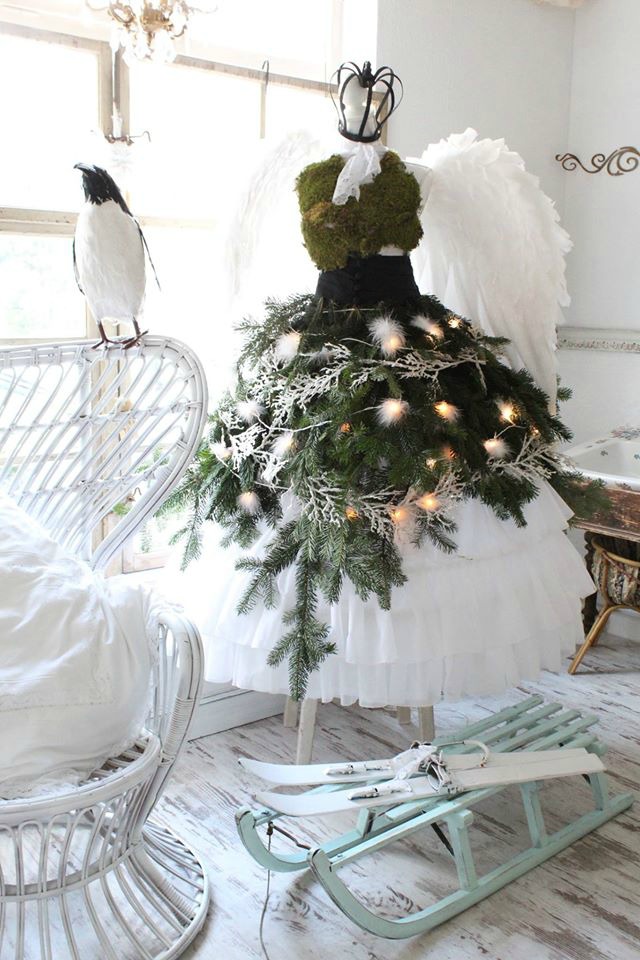 diy mannequin trees dress form with beautiful white angel wings by Lana Shuster / www.gillo-designs.com