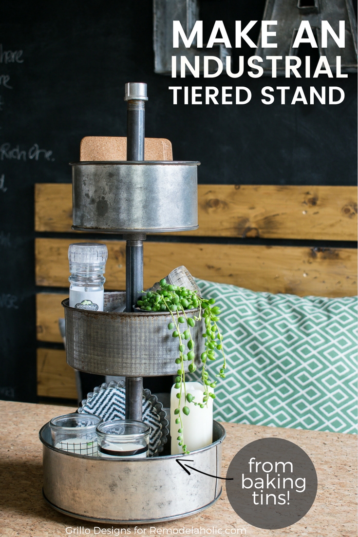 Learn how to make a DIY three tiered stand from upcycled baking tins / Grillo designs www.grillo-designs.com
