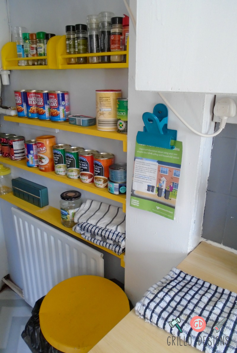 Corner area of kitchen turned into a small pantry