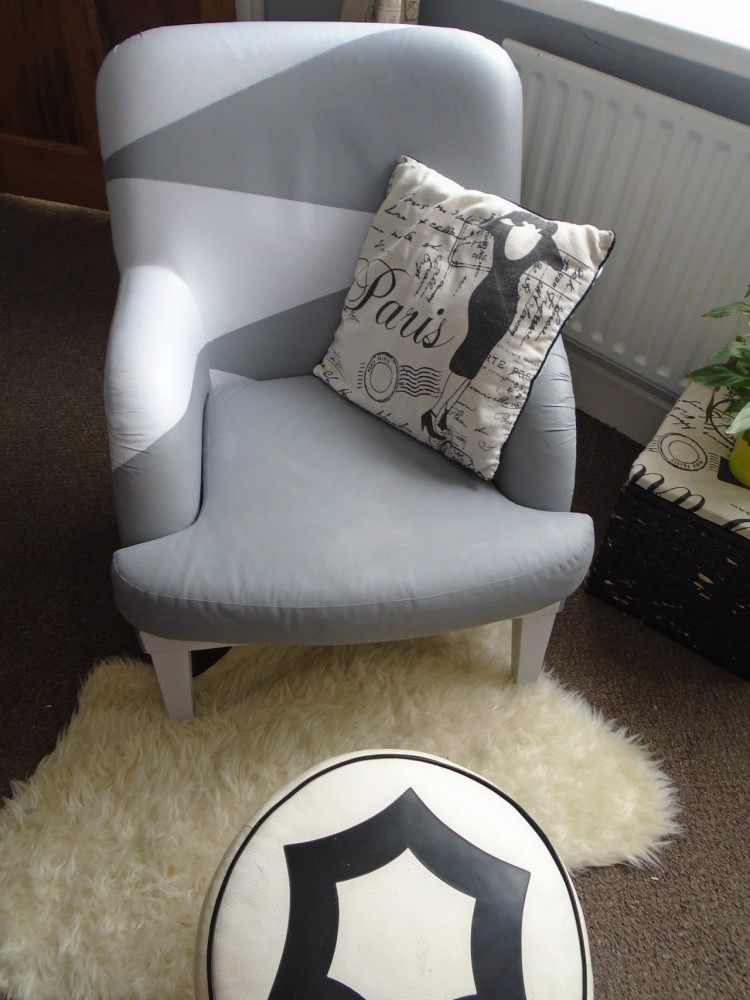 Grey and white painted sofa