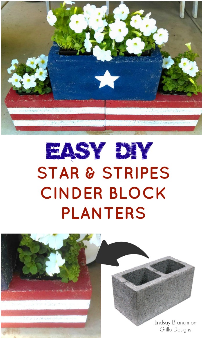 DIY Stars & Stripes Cinder Block Planters