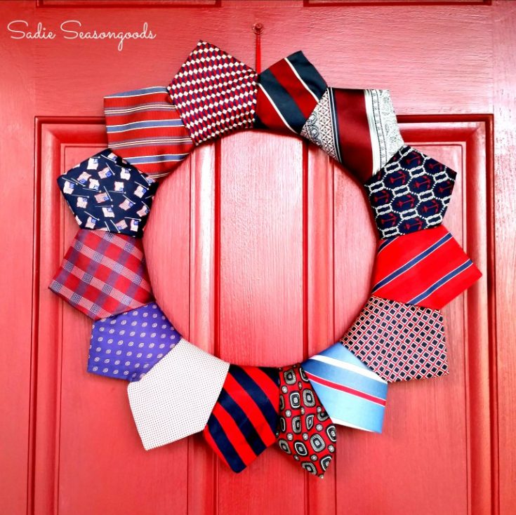 2_thrifted_necktie_patriotic_wreath_for_July_4_Sadie_Seasongoods