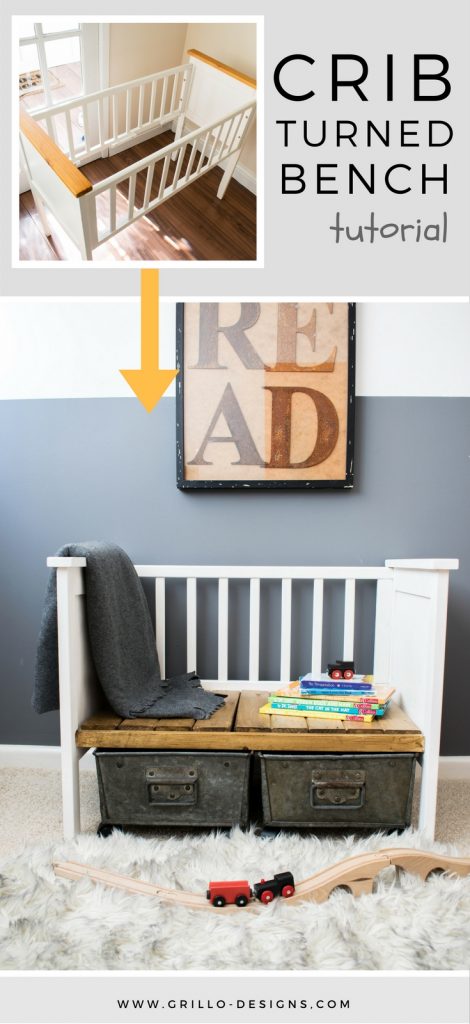 There are so many repurposed crib ideas on pinterest. Find out how to upcycle an old crib into a bench your kids will love.