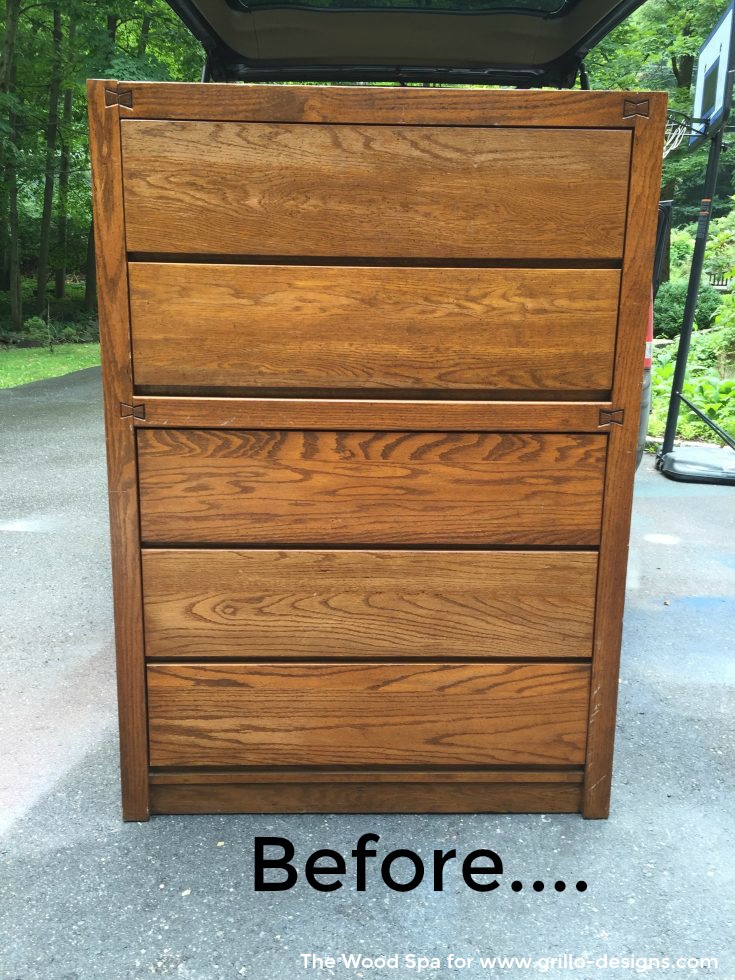 A before picture of the drawers that became the beautiful ombre dresser / Grillo Designs Blog www.grillo-designs.com