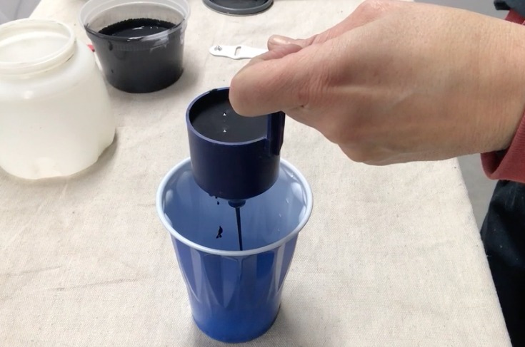 Use the viscosity cup to know if your paint has the right consistency for the paint sprayer/ Grillo Designs www.grillo-designs.com