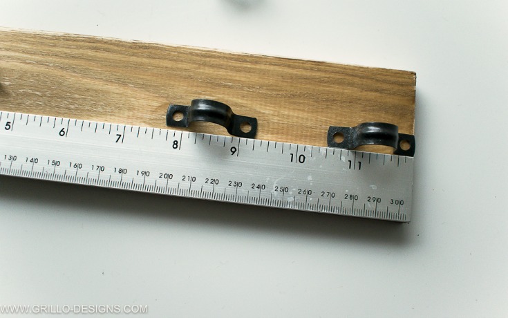 measuring for pluming clips for the diy utensil rack holder/ Grillo Designs www.grillo-designs.com