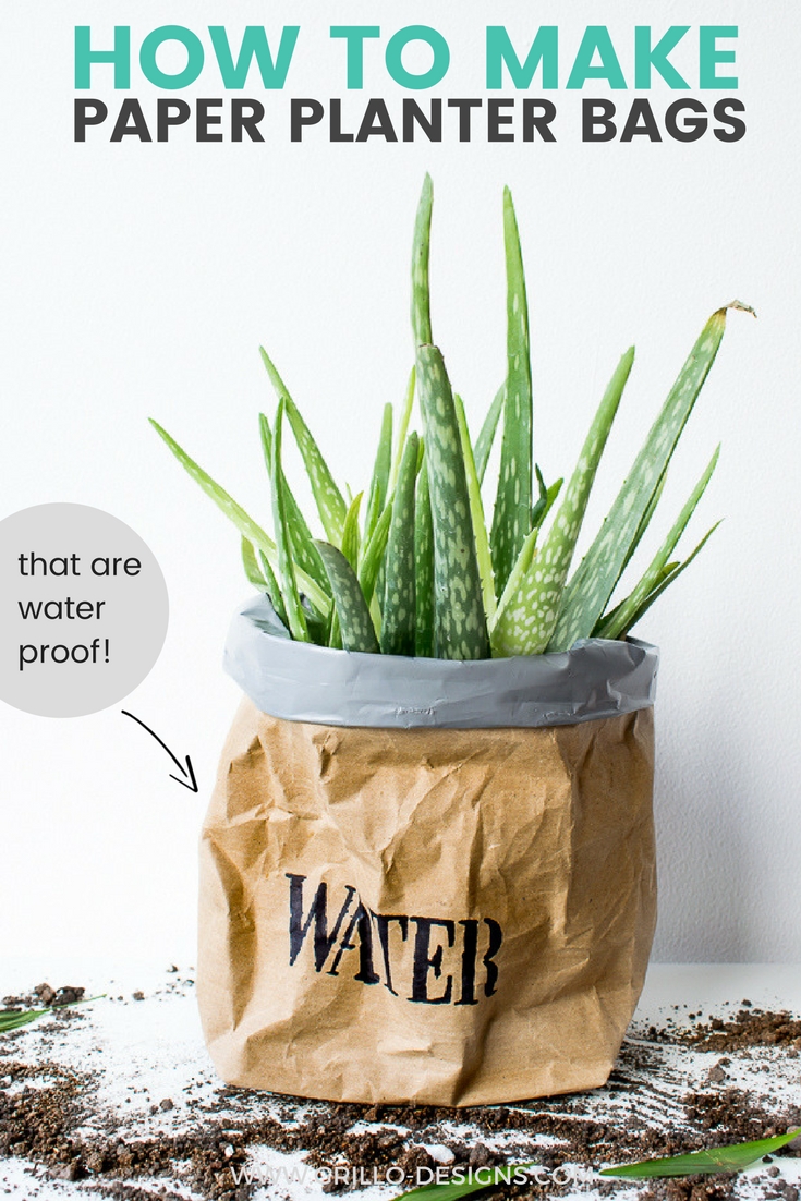 Easy tutorial on how to make paper planter bags that are water safe / grillo designs www.grillo-designs.com