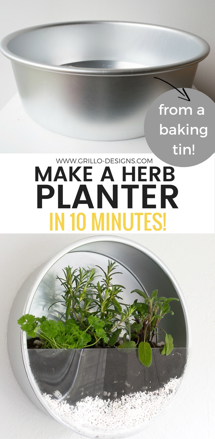 how to make a herb planter from baking tins / grillo designs www.grillo-designs.com