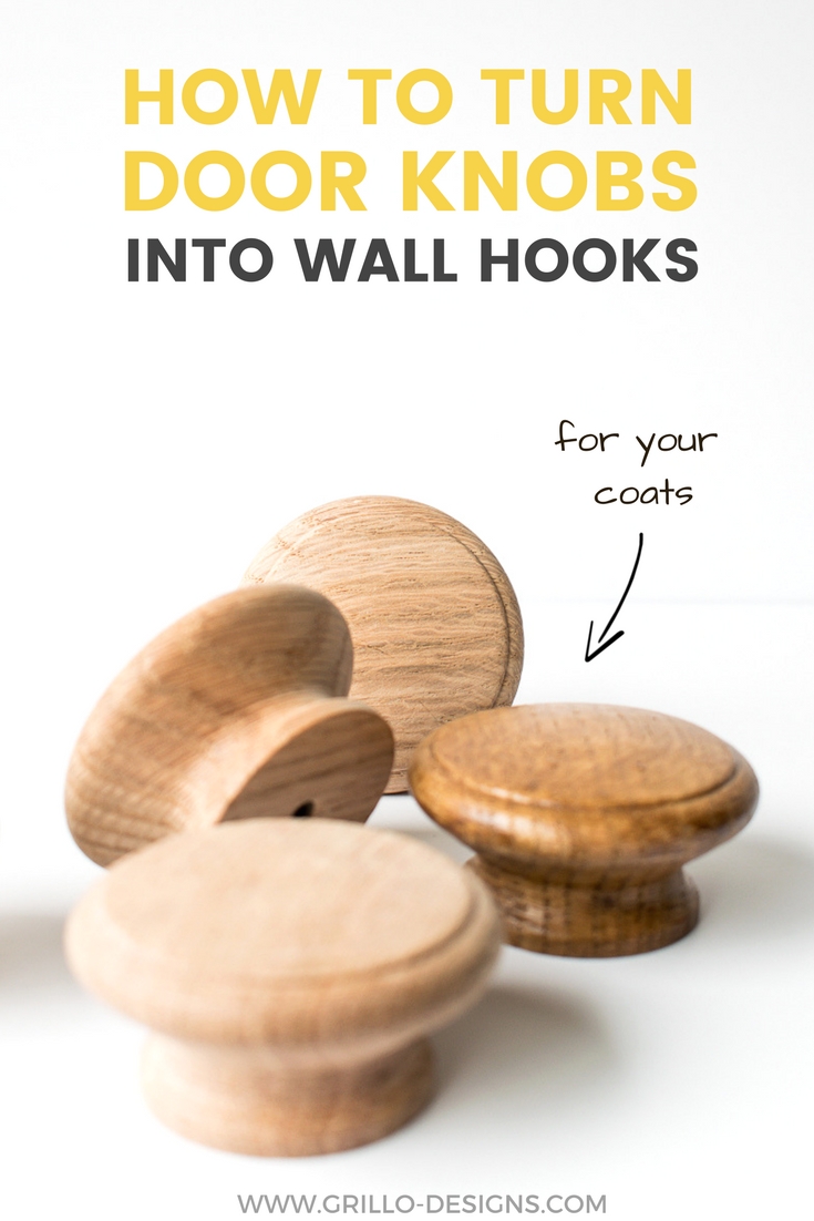 An easy tutorial on how to turn cabinet door knobs into wall hooks / Grillo Designs www.grillo-designs.com