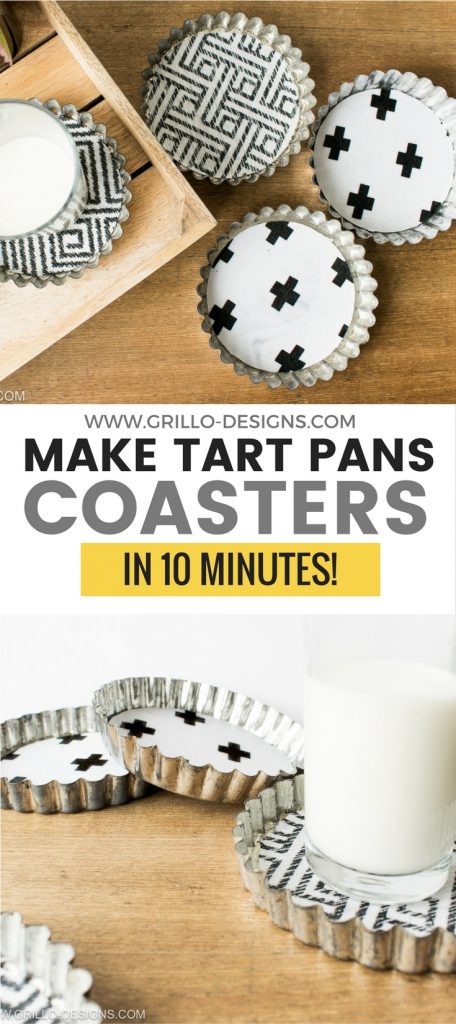 DIY coasters - learn how to make coasters for your cups by upcycling vintage style tart tins/pans. If you're a fan of modpodge crafts, you'll love this!