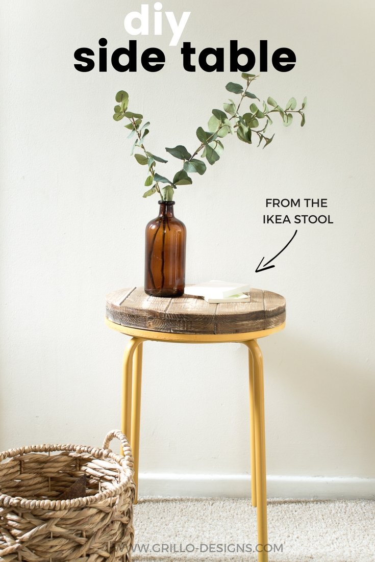 How to turn the IKEA MARIUS stool into an industrial side table / Grillo Designs www.grillo-designs.com