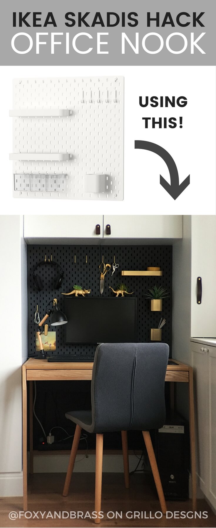 der ovre Kommunisme Afdeling IKEA SKADIS HACK - For A Mini Office Nook • Grillo Designs
