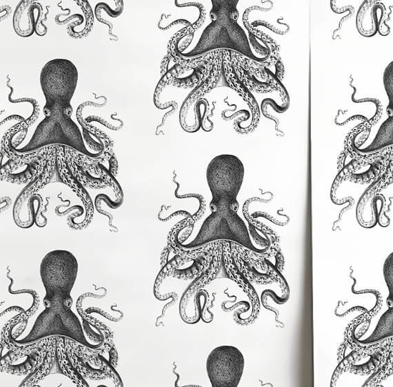 Buy temporary wallpaper with an octopus design / grillo designs