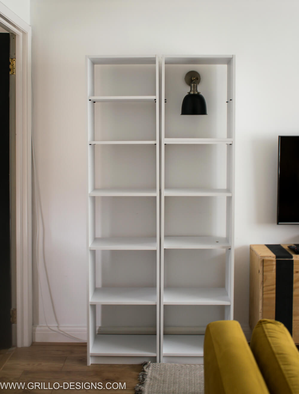 Two of the 5 shelf argos home bookcases without the backing