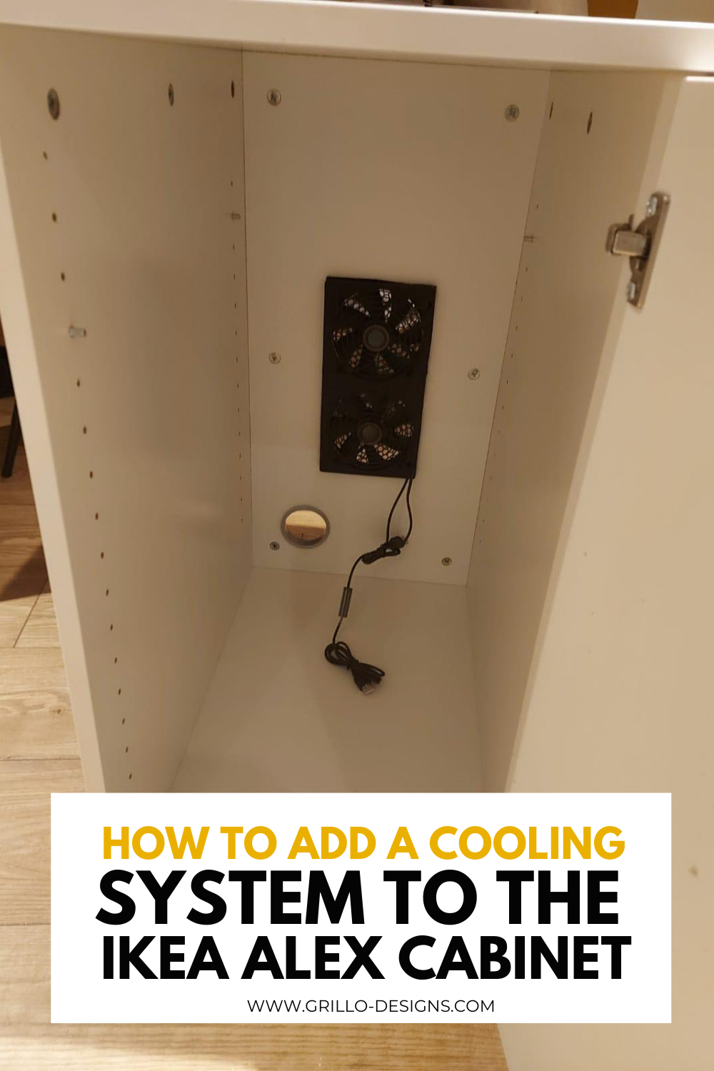 How to add cooling to a computer in a cabinet pinterest graphic 