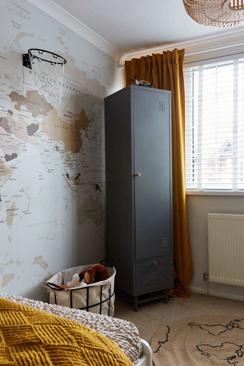 locker used for clothes storage in boy's bedroom 